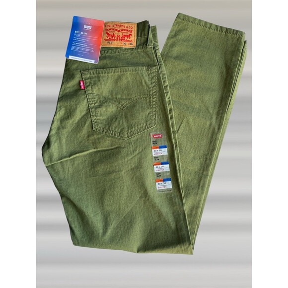Levi’s Performance 511 Slim Stretch All Seasons Tech Green Pants Men’s W30 L30 - Picture 2 of 16